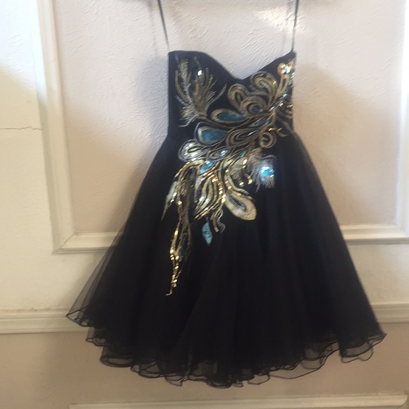 Beautiful Windsor Peacock Strapless Jeweled Dress - Picture 8 of 8